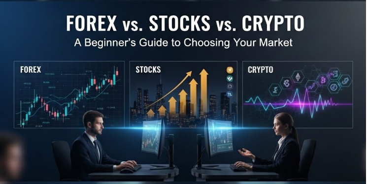 Forex vs. Stocks vs. Crypto: A Beginner's Guide to Choosing Your Market - TradingAnalysis.ai Trading Guide