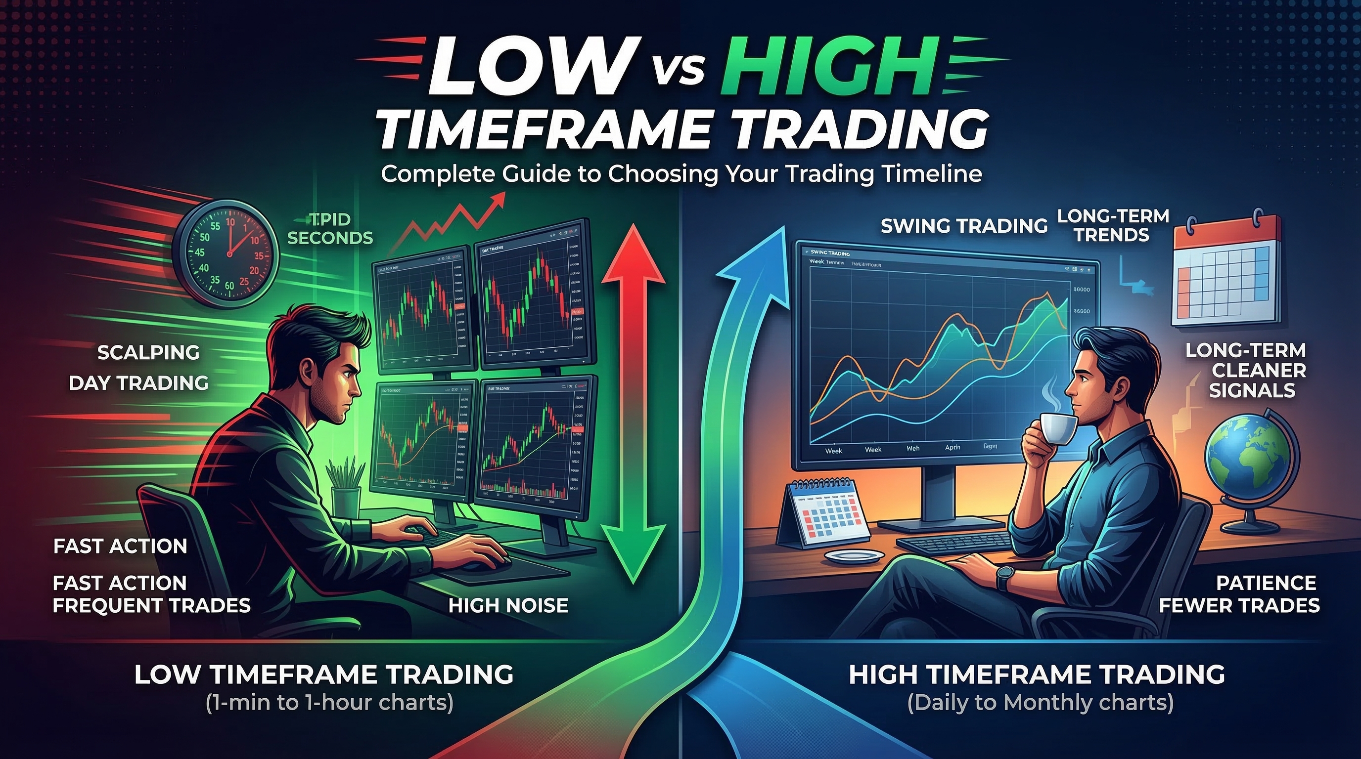 Featured image for Low vs High Timeframe Trading: Complete Guide to Choosing Your Trading Timeline