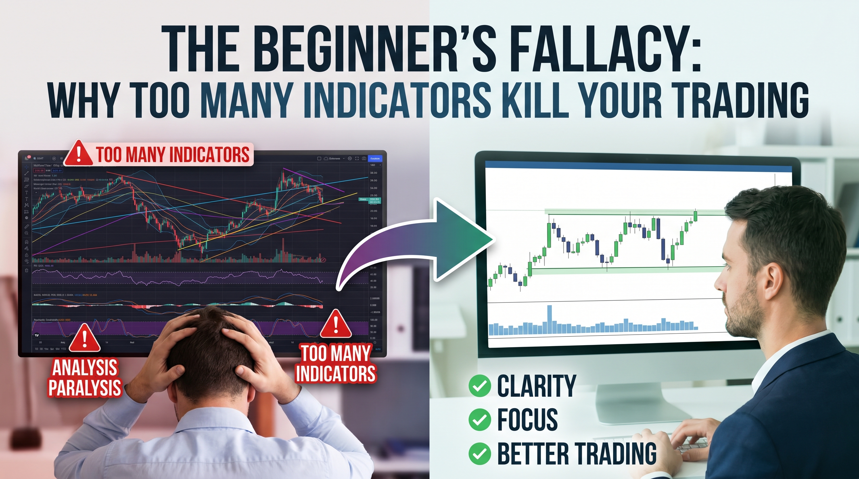 The Beginner's Fallacy: Why Too Many Indicators on Chart Kill Your Trading - TradingAnalysis.ai Trading Guide