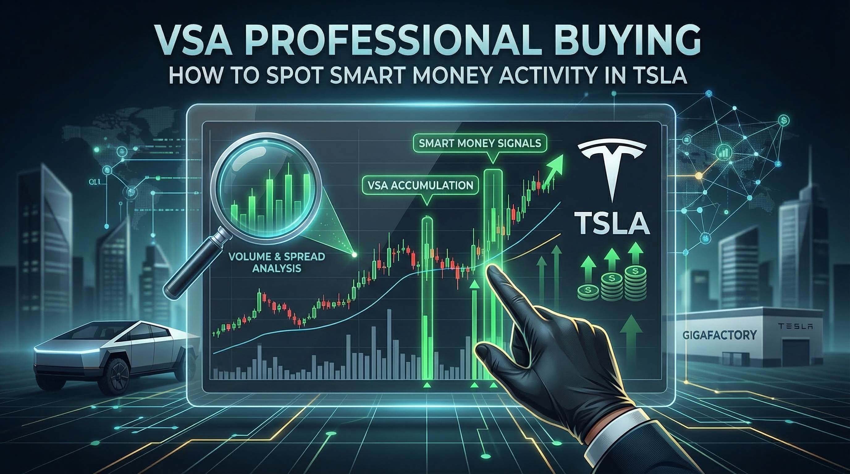 VSA Professional Buying: How to Spot Smart Money Activity in TSLA - TradingAnalysis.ai Trading Guide